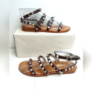 Dream Pairs 6.5 Black Studded Gladiator Flat STRAPPY SANDAL